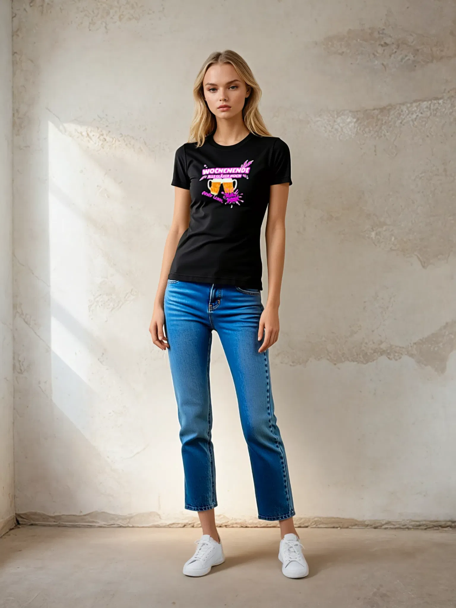 Girly-Shirt "WOCHENENDE" schwarz