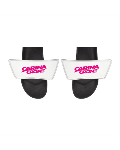 Badelatschen "CARINA CRONE Logo" weiß, schwarze Sohle