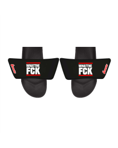 Badelatschen "WHAT THE FCK" schwarz