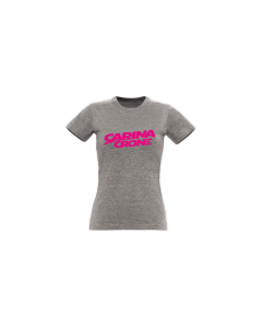 Girly-Shirt "CARINA CRONE Logo" grau, pinker Druck
