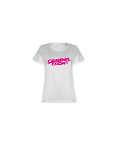Girly-Shirt "CARINA CRONE Logo" weiß, pinker Druck