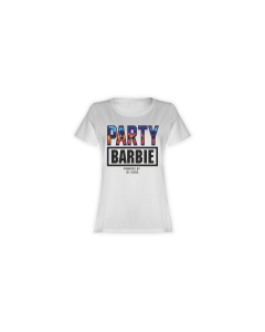 Girly-Shirt "PARTYBARBIE" weiß