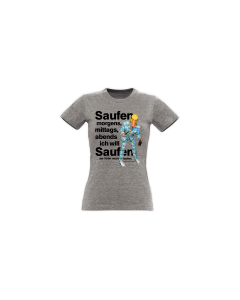 Girly-Shirt "SAUFEN" grau
