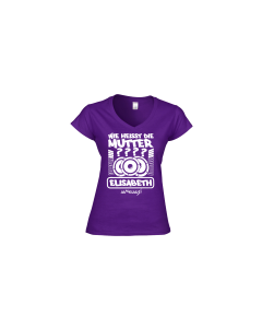 Girly-Shirt "WIE HEIßT DIE MUTTER?" lila
