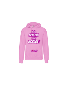 Kapuzen Sweat-Shirt "ICH SCHEIß AUF MORGEN" light pink