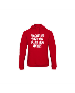 Kapuzen Sweat-Shirt "WAS AUF DER INSEL WAR BLEIBT HIER!" rot