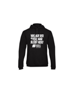 Kapuzen Sweat-Shirt "WAS AUF DER INSEL WAR BLEIBT HIER!" schwarz