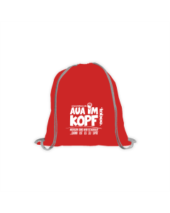 Stoffbeutel "AUA IM KOPF" rot