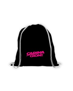 Stoffbeutel "CARINA CRONE Logo" schwarz, pinker Druck