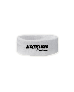 Schweiss-Stirnband "ALKOHOLIKER" weiß