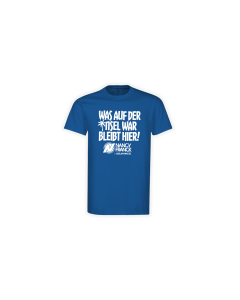 T-Shirt "WAS AUF DER INSEL WAR BLEIBT HIER!" blau
