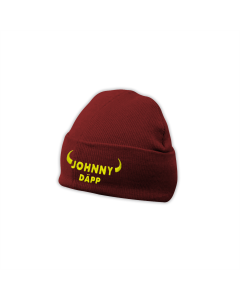 Bestickte Wollmütze mit Krempe „JOHNNY DÄPP”, burgundy