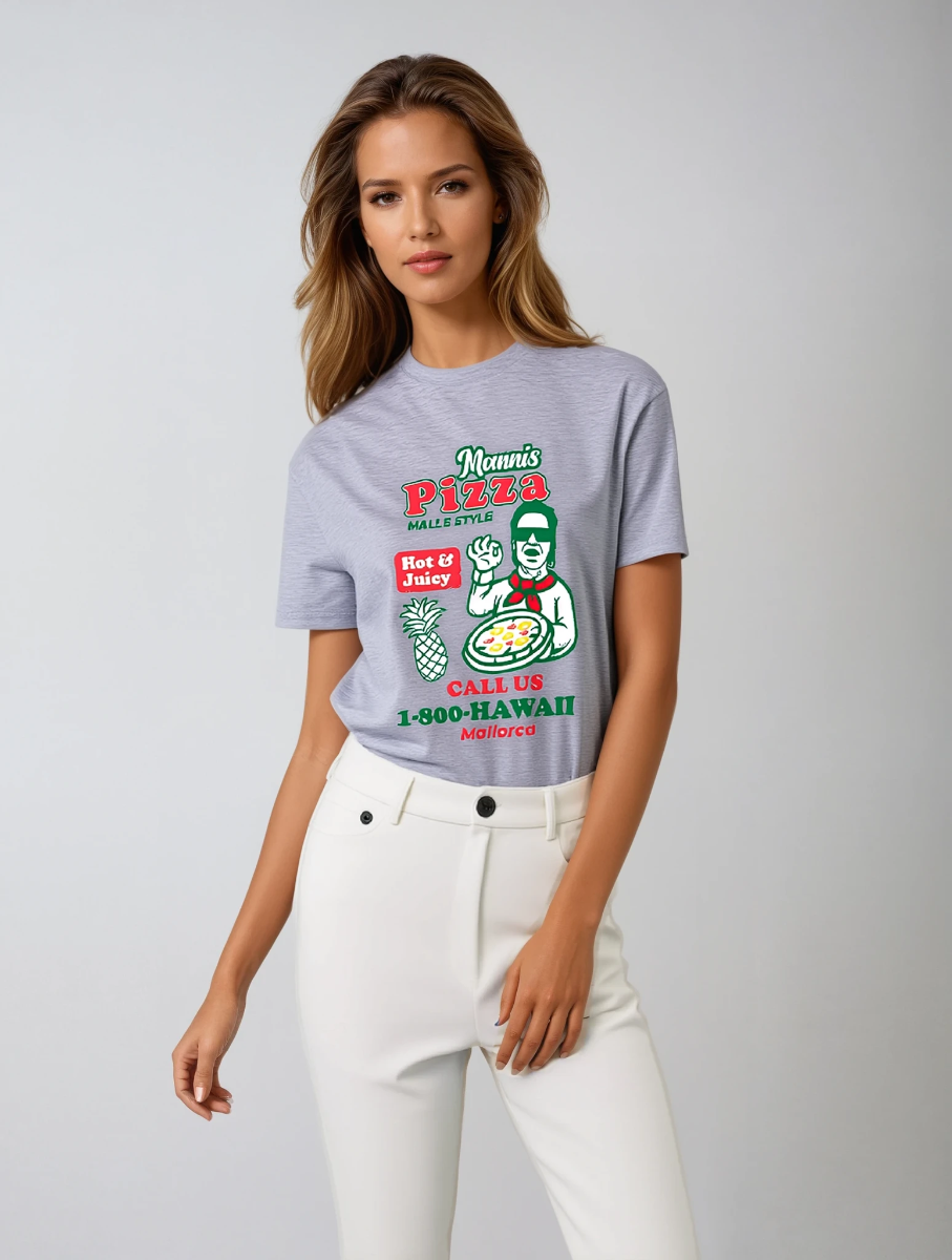 T-Shirt "PIZZA HAWAII" grau