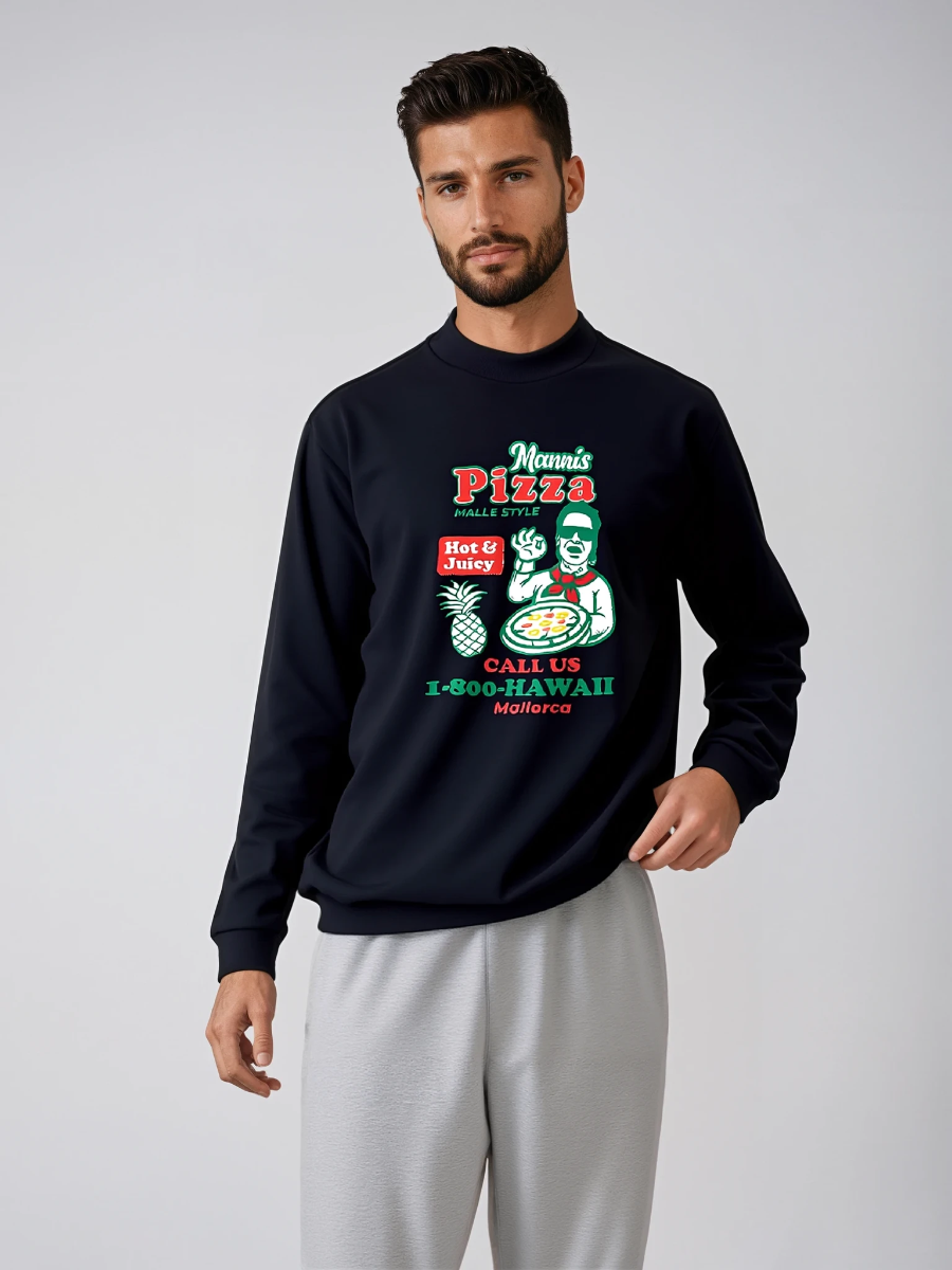 Sweat-Shirt "PIZZA HAWAII" schwarz