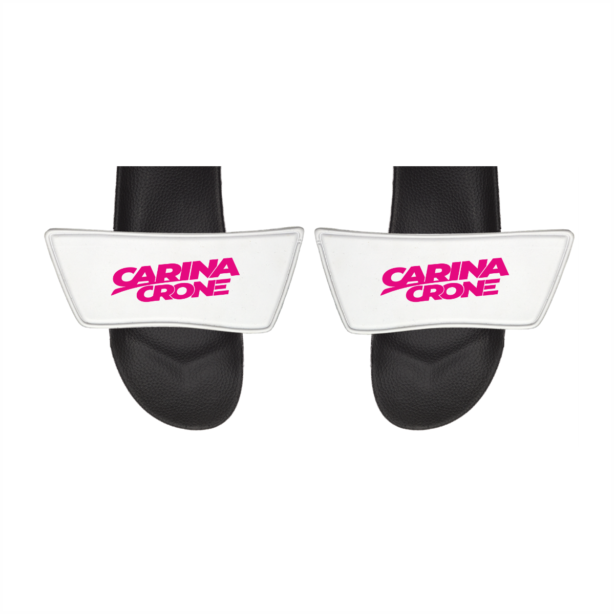 Badelatschen "CARINA CRONE Logo" weiß, schwarze Sohle