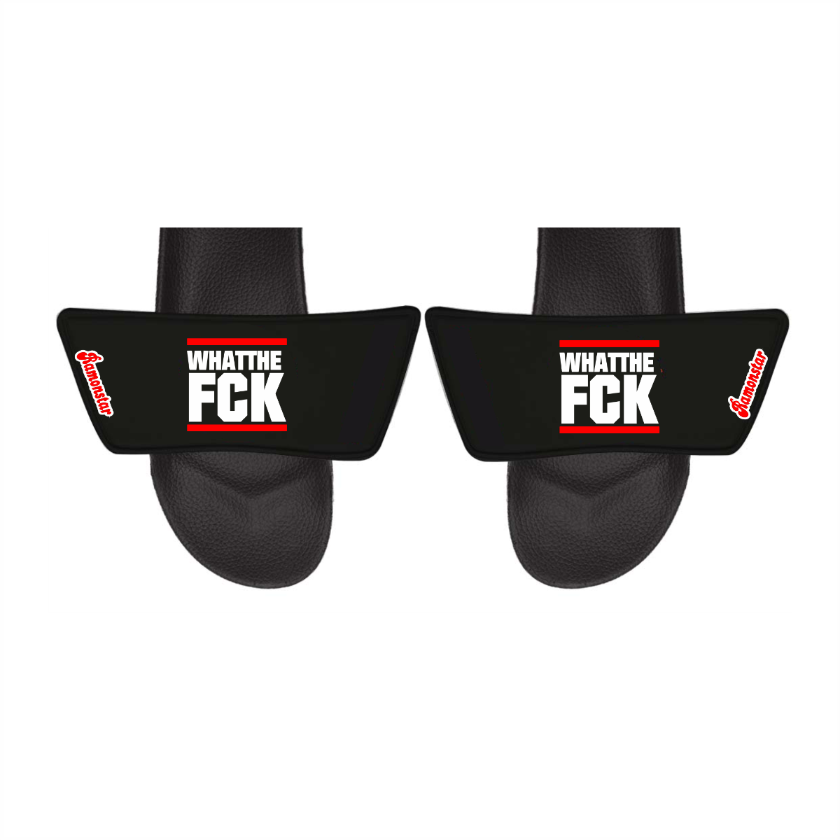 Badelatschen "WHAT THE FCK" schwarz