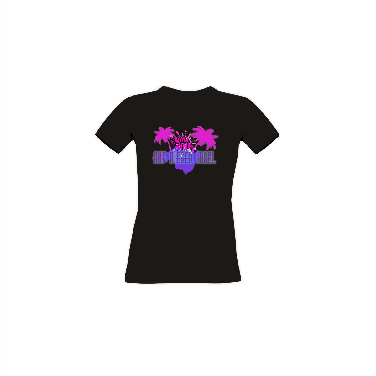 Girly-Shirt "AUF DIESER INSEL" schwarz