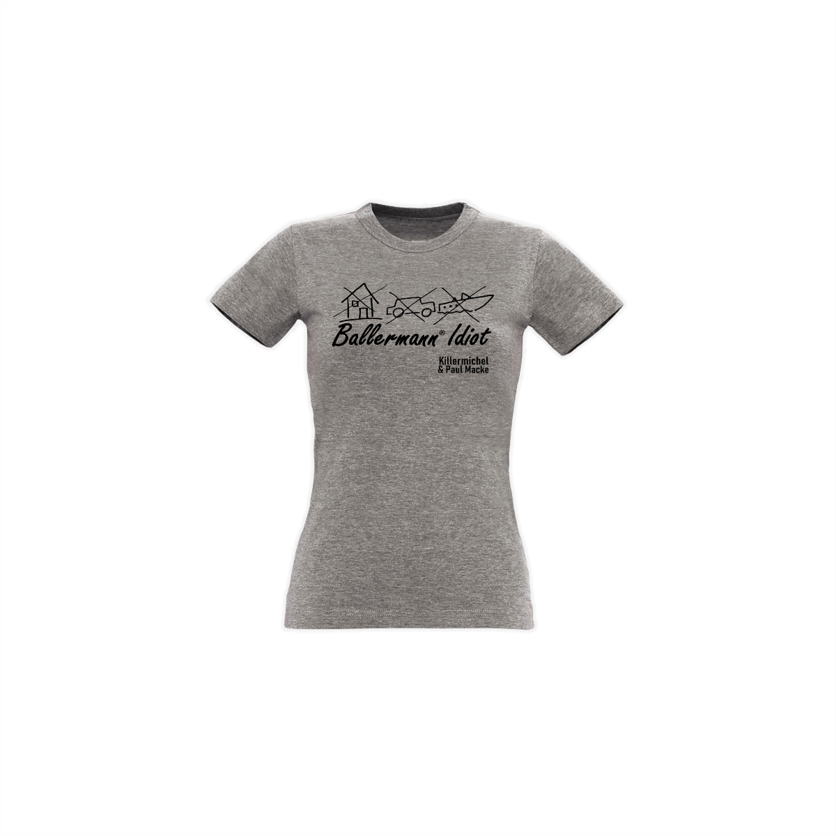 Girly-Shirt "BALLERMANN® IDIOT" grau