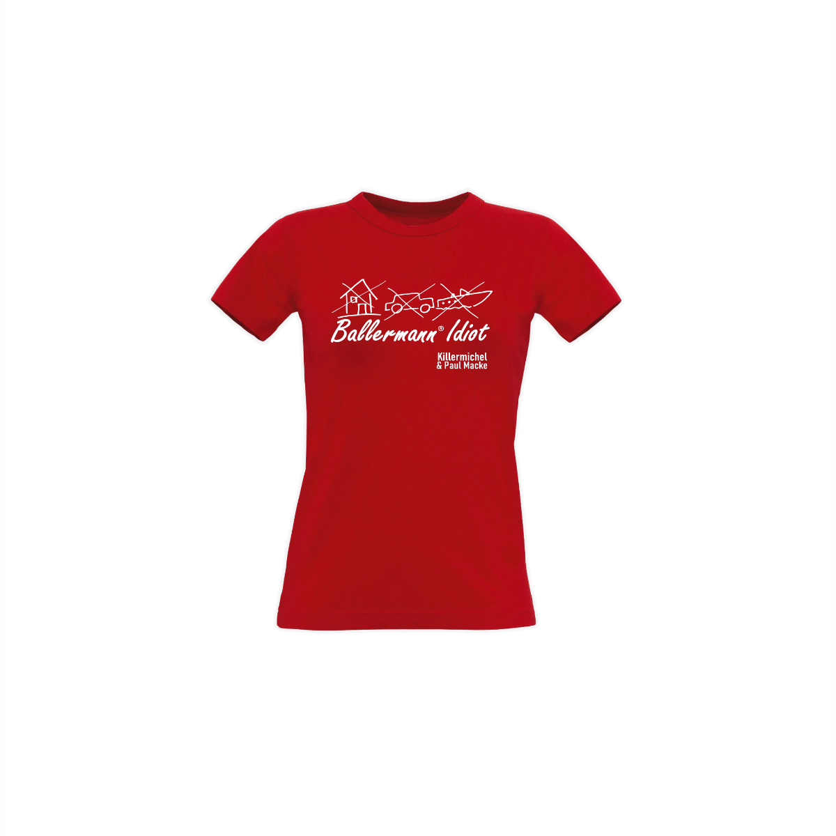 Girly-Shirt "BALLERMANN® IDIOT" rot