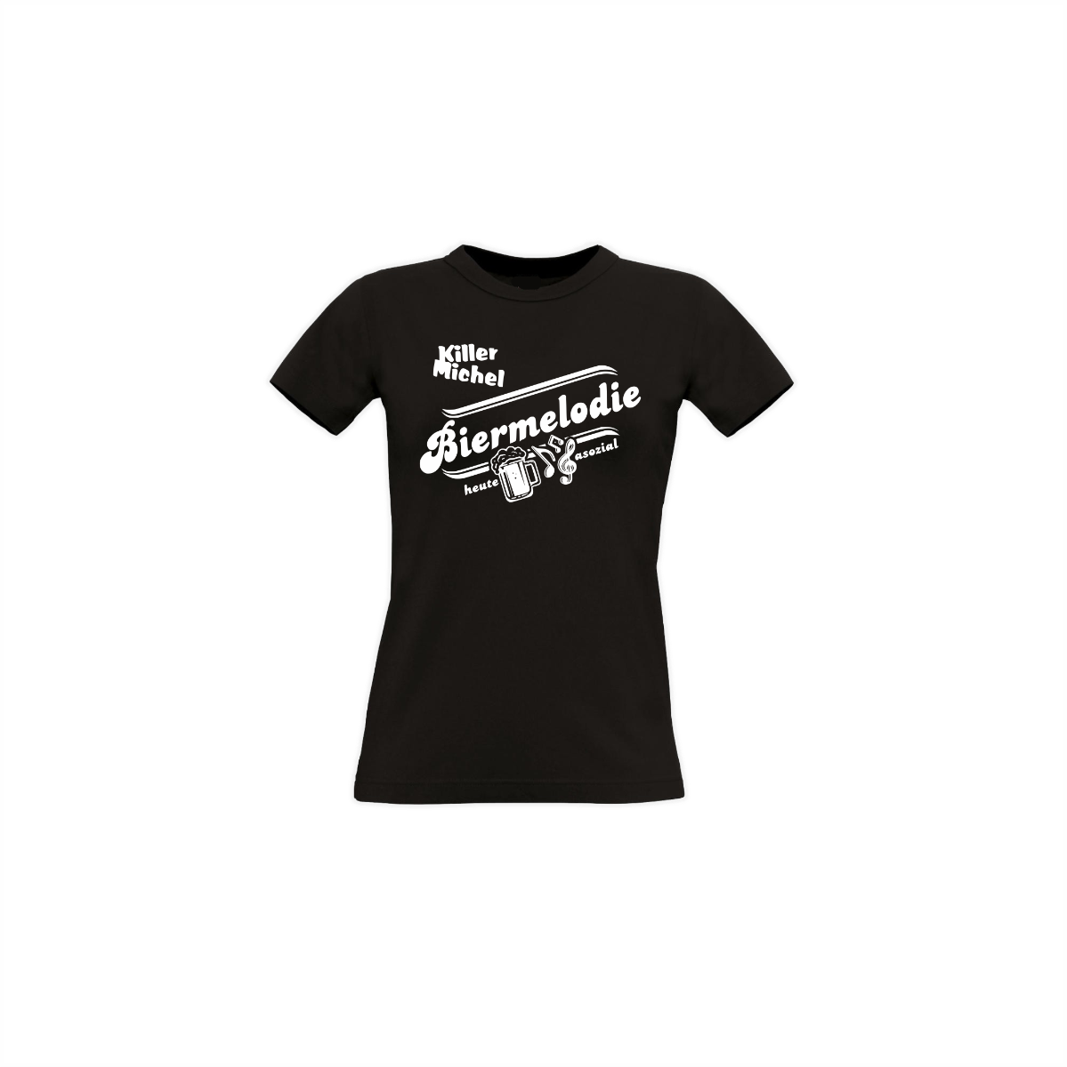 Girly-Shirt "BIERMELODIE" schwarz, weißer Druck
