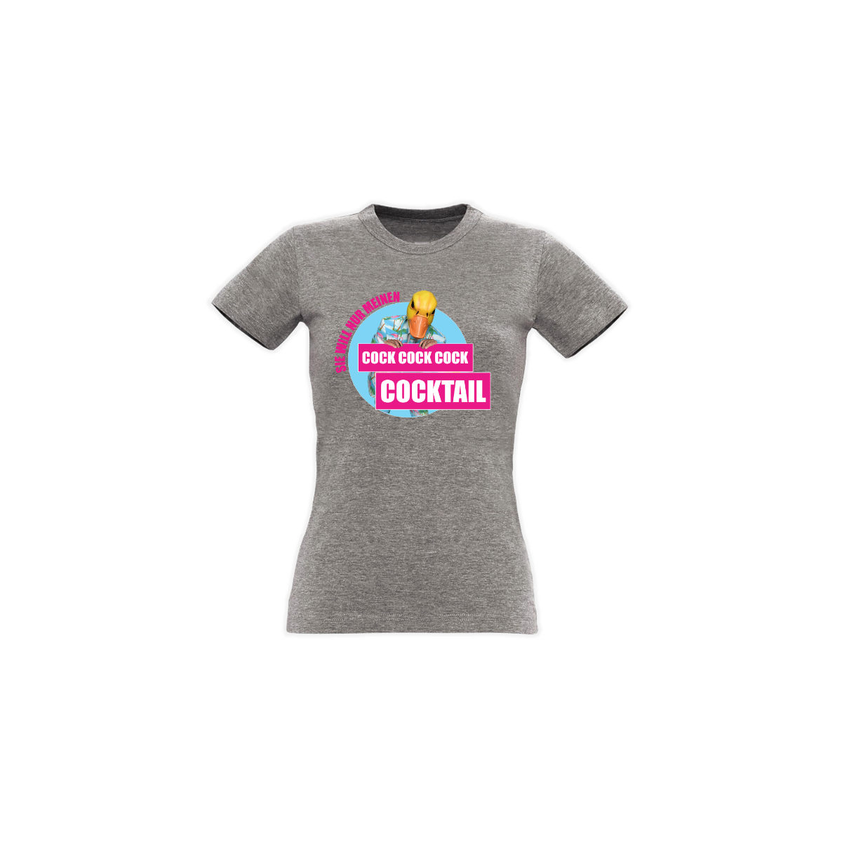 Girly-Shirt "COCK COCK COCKTAIL" grau