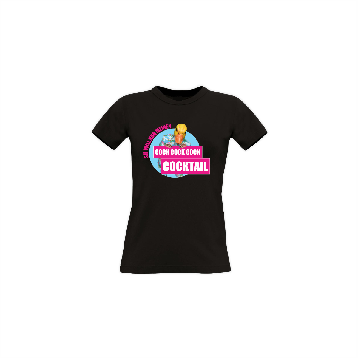 Girly-Shirt "COCK COCK COCKTAIL" schwarz
