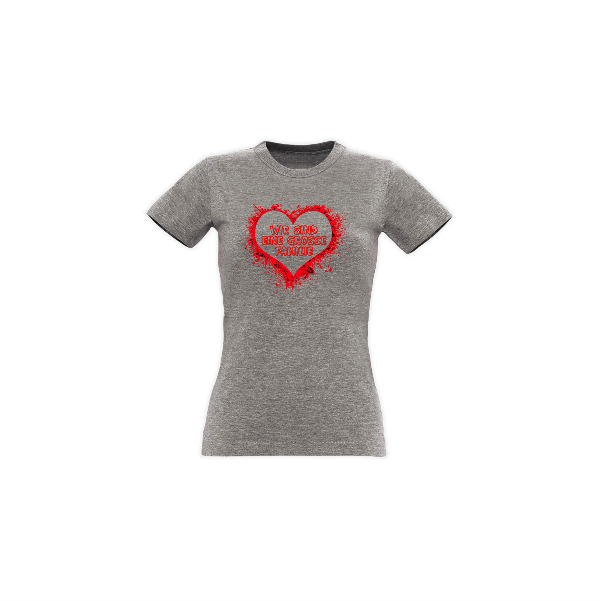 Girly-Shirt "WIR SIND EINE GROSSE FAMILIE" grau