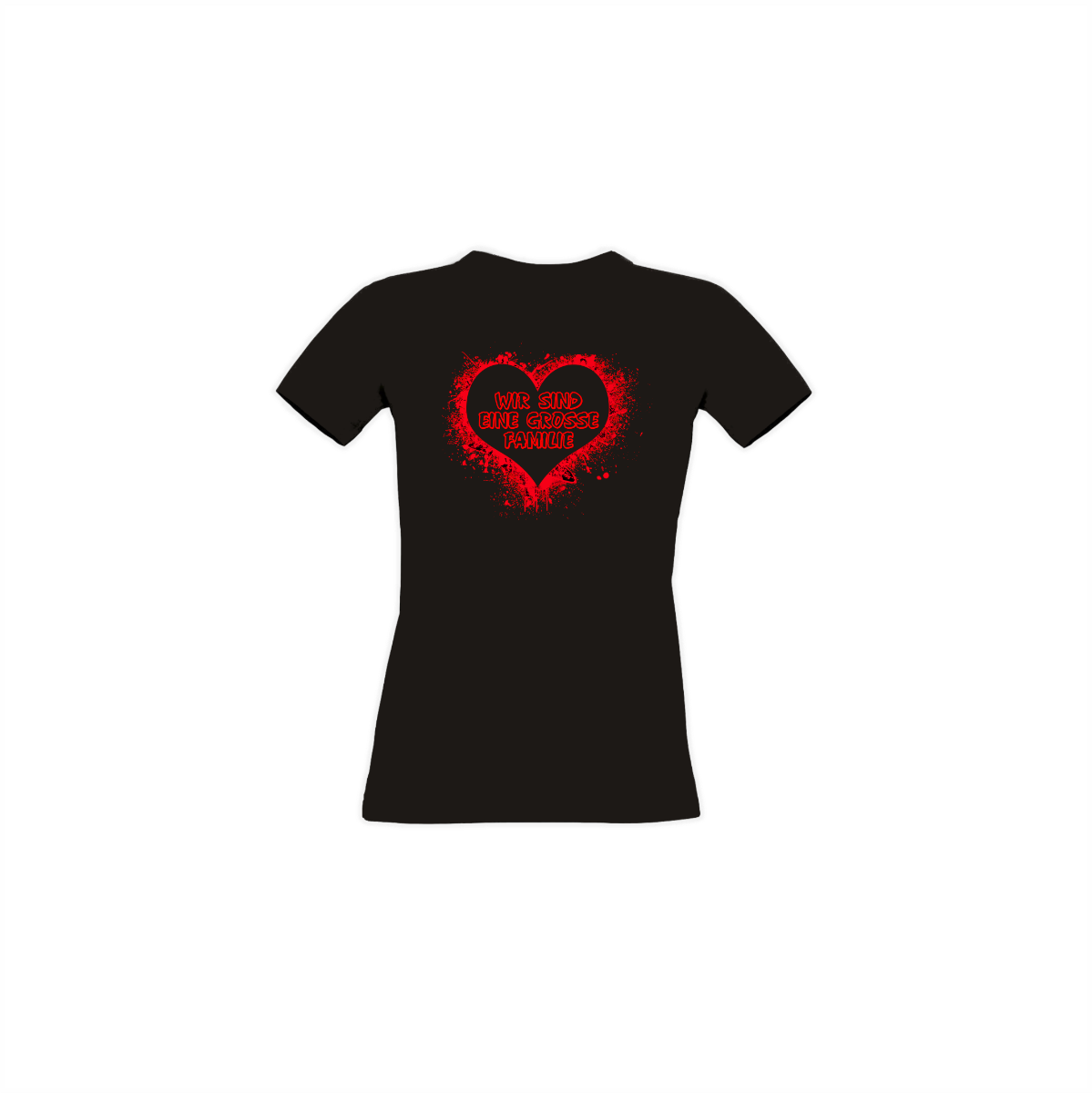 Girly-Shirt "WIR SIND EINE GROSSE FAMILIE" schwarz