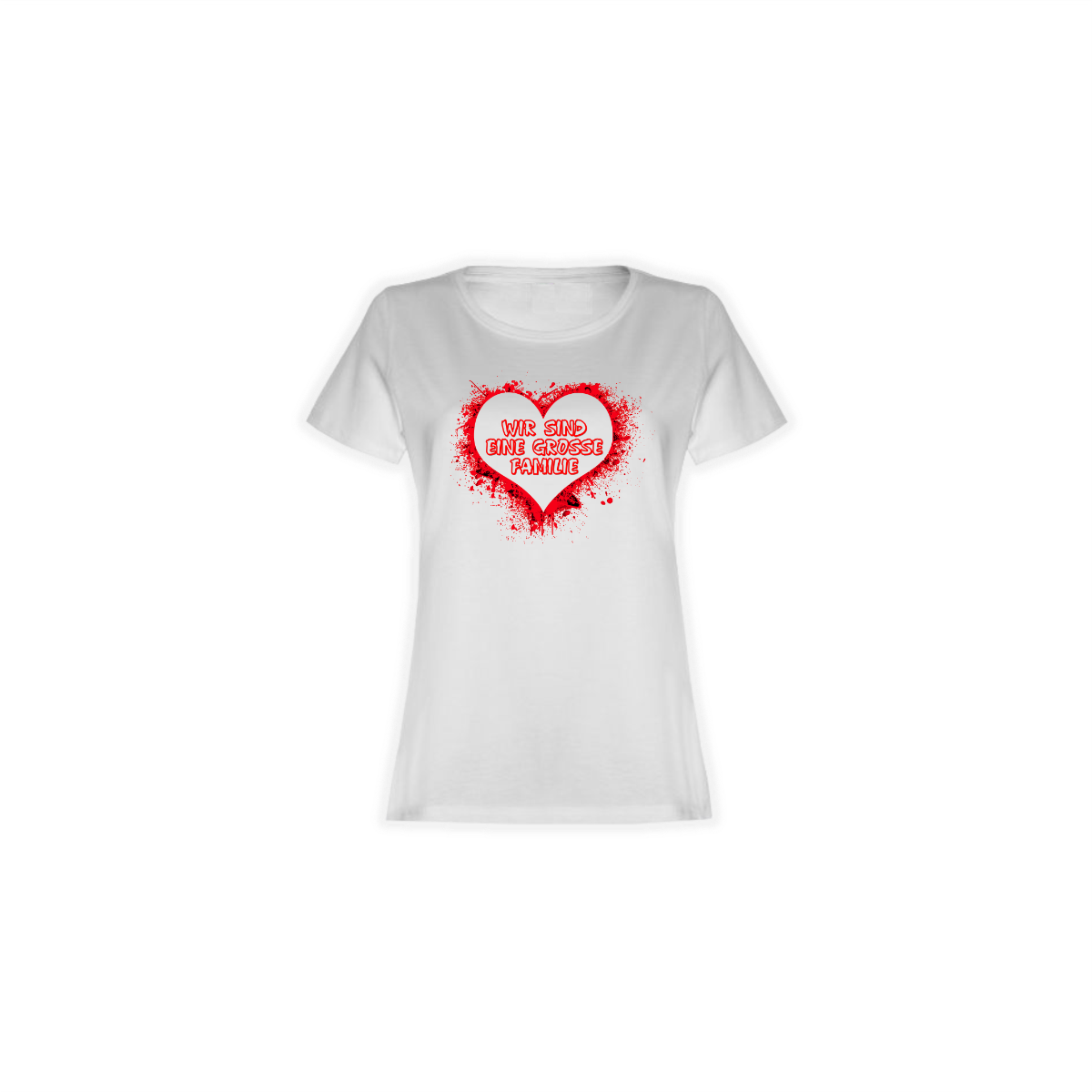 Girly-Shirt "WIR SIND EINE GROSSE FAMILIE" weiß