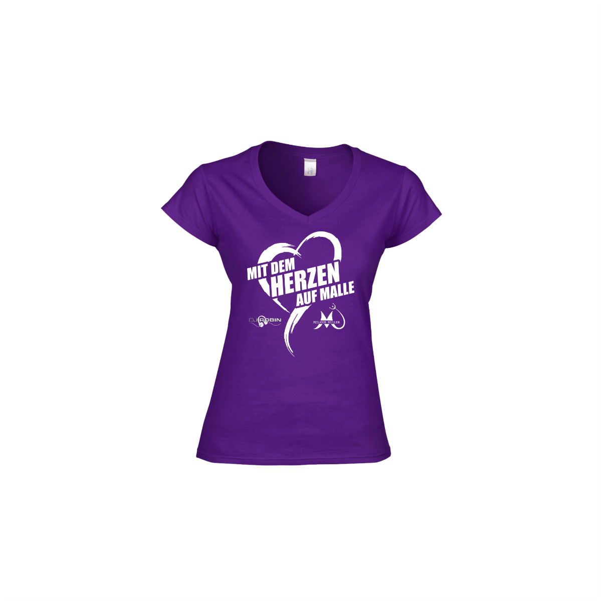 Girly-Shirt "MIT DEM HERZEN AUF MALLE" lila