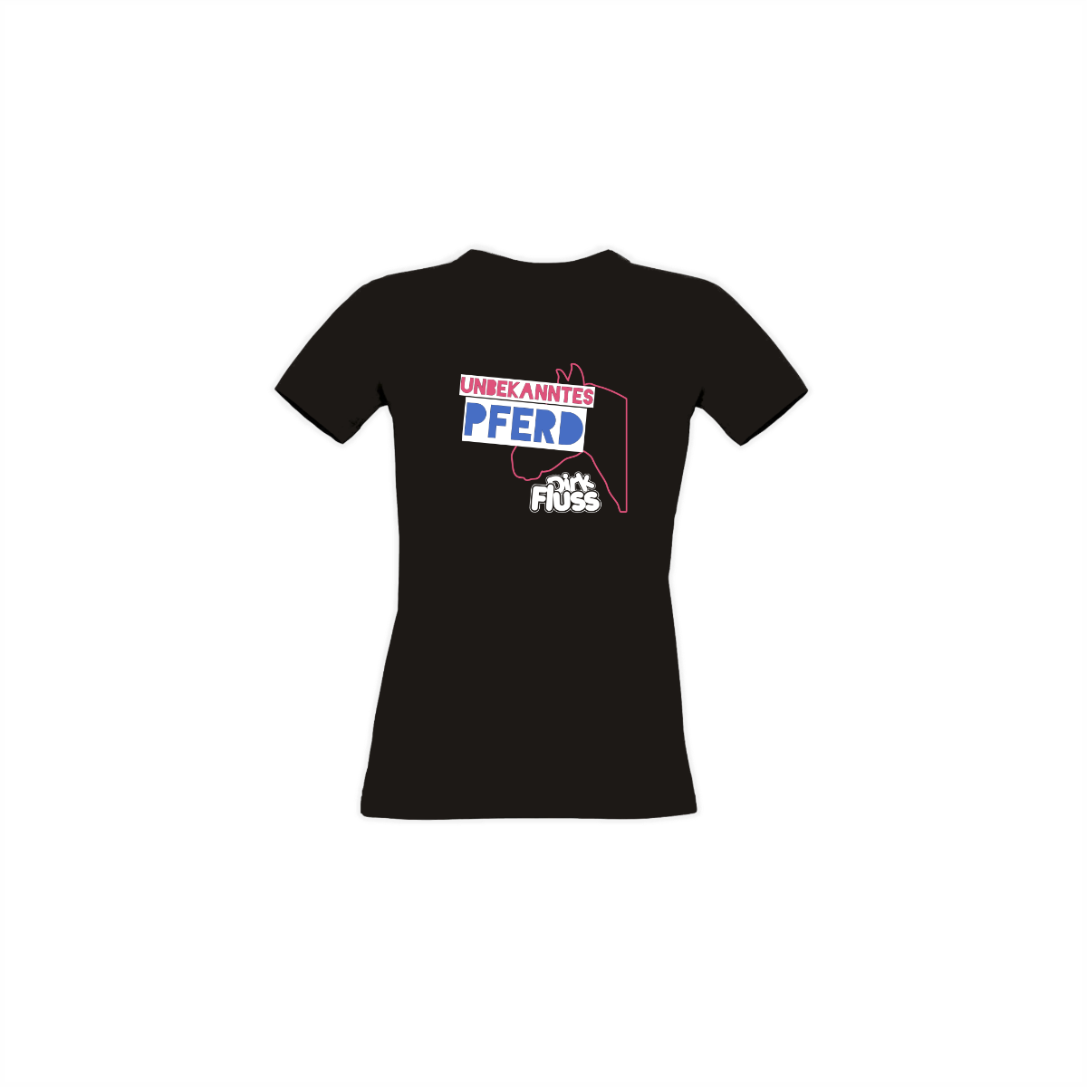 Girly-Shirt "UNBEKANNTES PFERD" schwarz