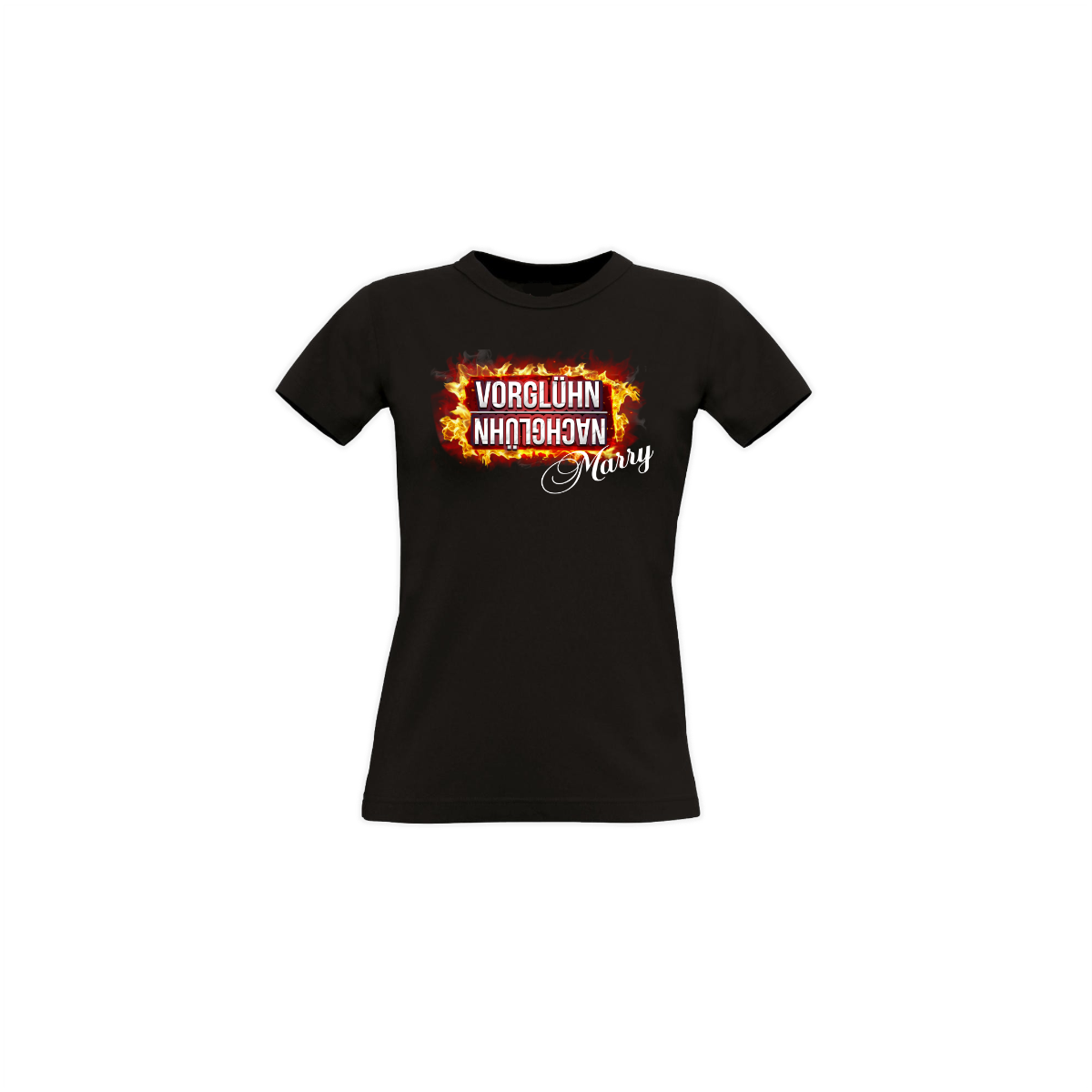 Girly-Shirt "VORGLÜHN NACHGLÜHN" schwarz