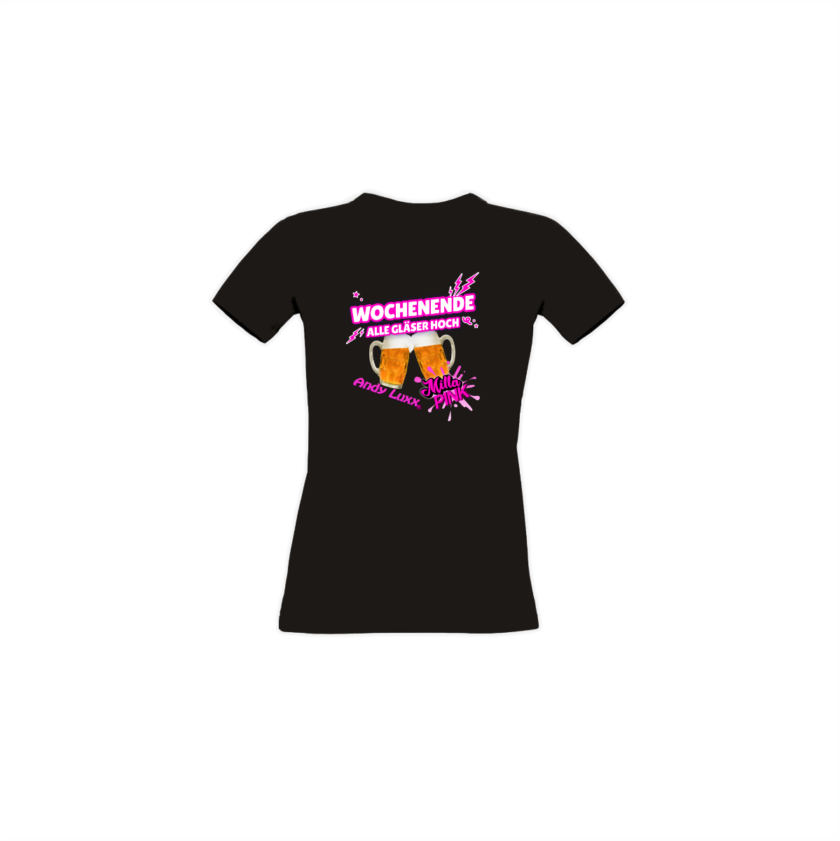Girly-Shirt "WOCHENENDE alle Gläser hoch" schwarz
