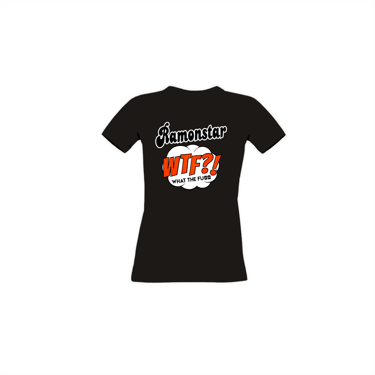 Girly-Shirt "WTF?!" schwarz