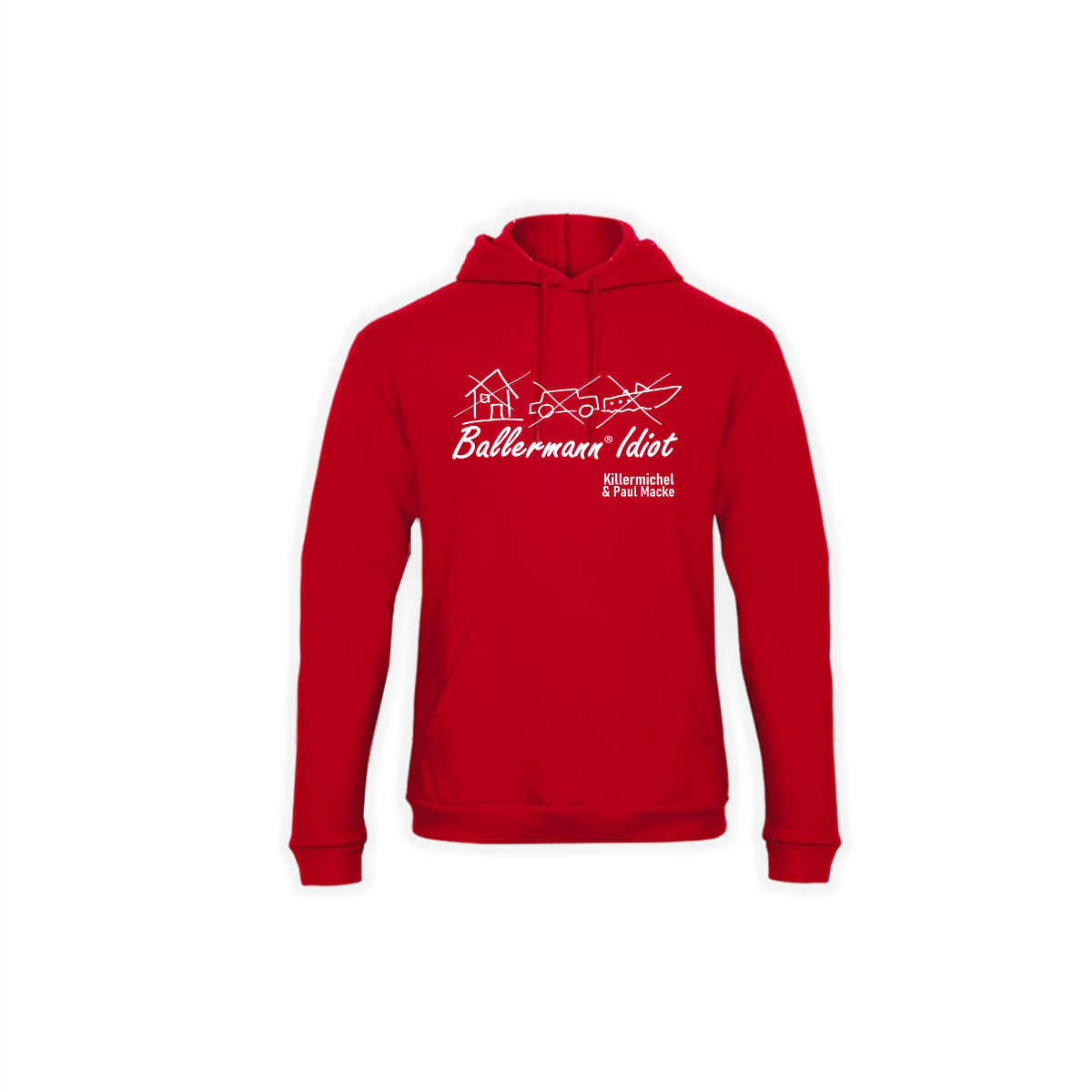 Kapuzen Sweat-Shirt "BALLERMANN® IDIOT" rot