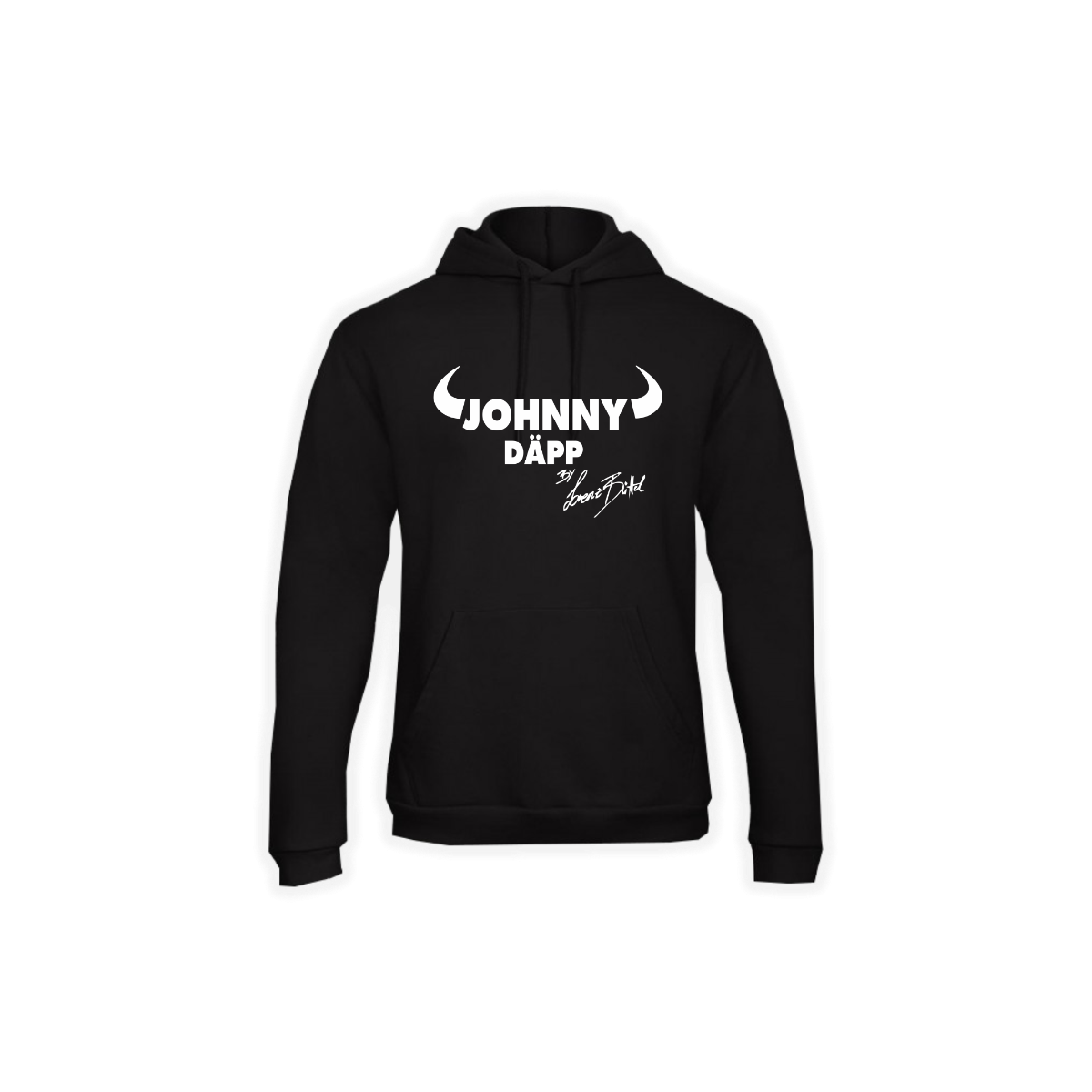 Kapuzen Sweat-Shirt „JOHNNY DÄPP” Logo weiss