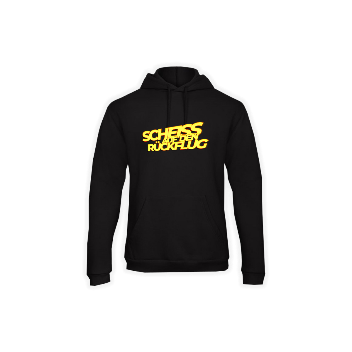 Kapuzen Sweat-Shirt "SCHEISS AUF DEN RÜCKFLUG" schwarz