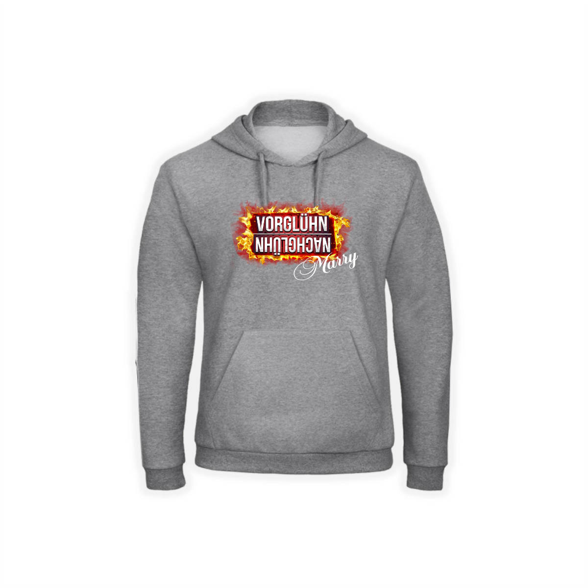 Kapuzen Sweat-Shirt "VORGLÜHN NACHGLÜHN" grau