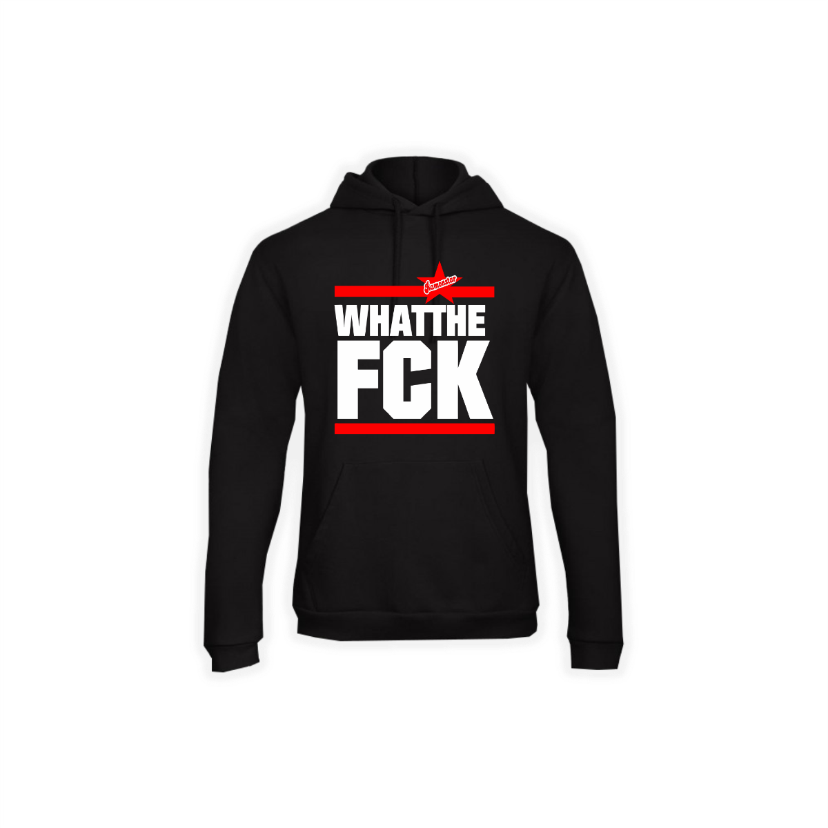 Kapuzen Sweat-Shirt "WHAT THE FCK" schwarz