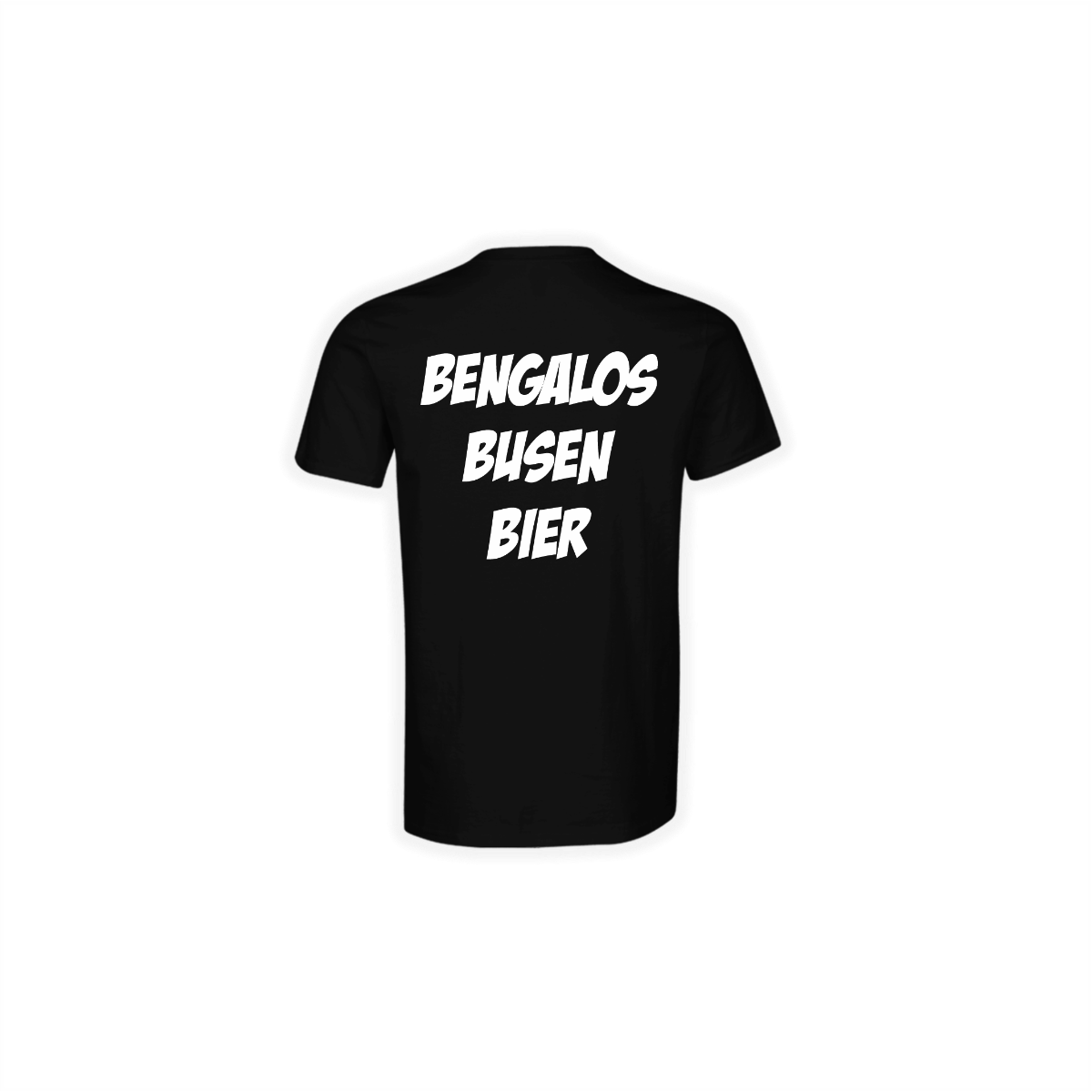 T-Shirt "BENGALOS, BUSEN, BIER" schwarz