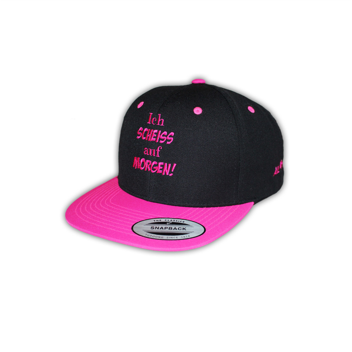 Cap "ICH SCHEIß AUF MORGEN" pink, bestickt
