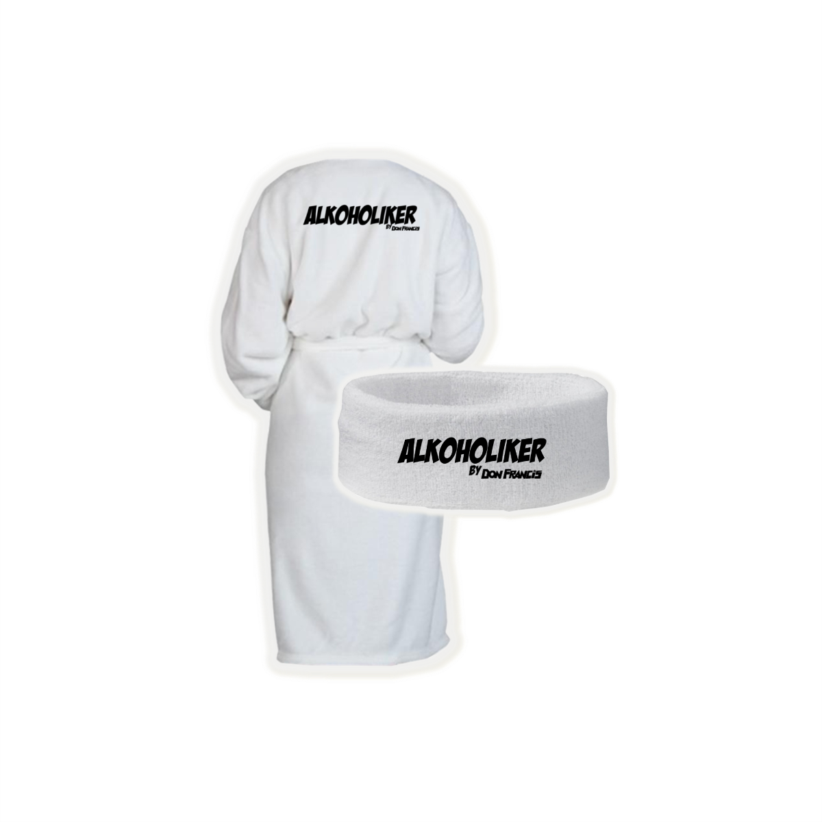 Set Bademantel und Schweiss-Stirnband, Motive zur Auswahl