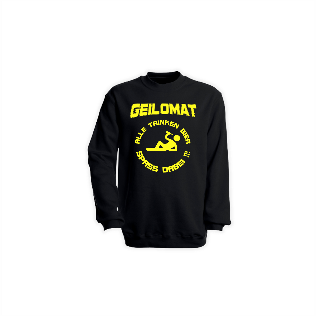 Sweat-Shirt "ALLE TRINKEN BIER" schwarz, gelber Druck