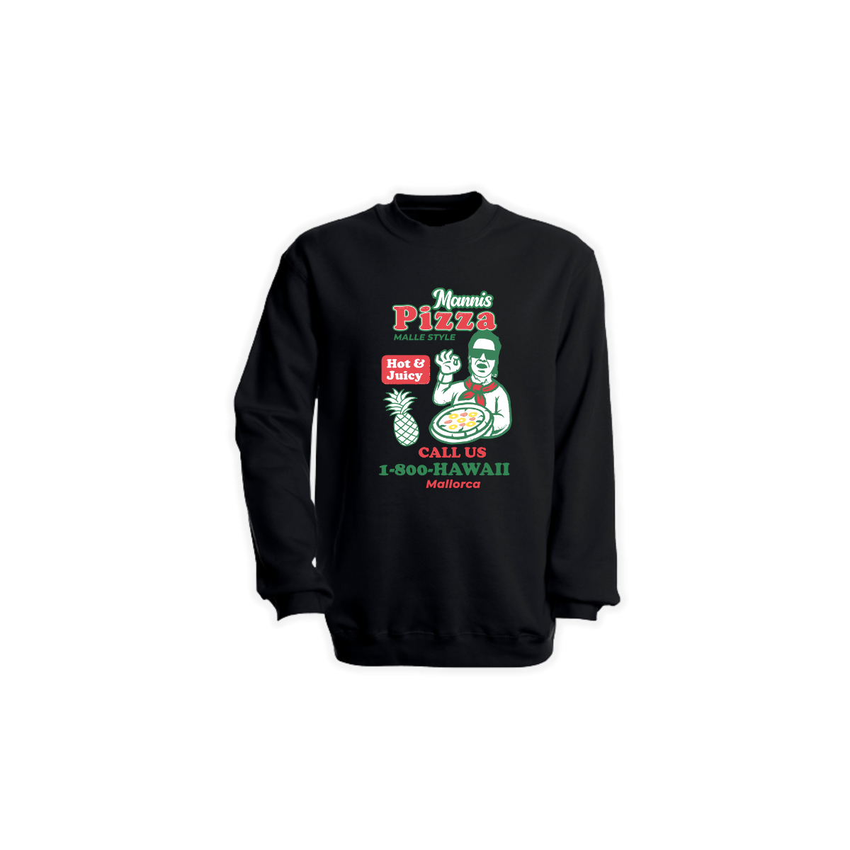 Sweat-Shirt "PIZZA HAWAII" schwarz