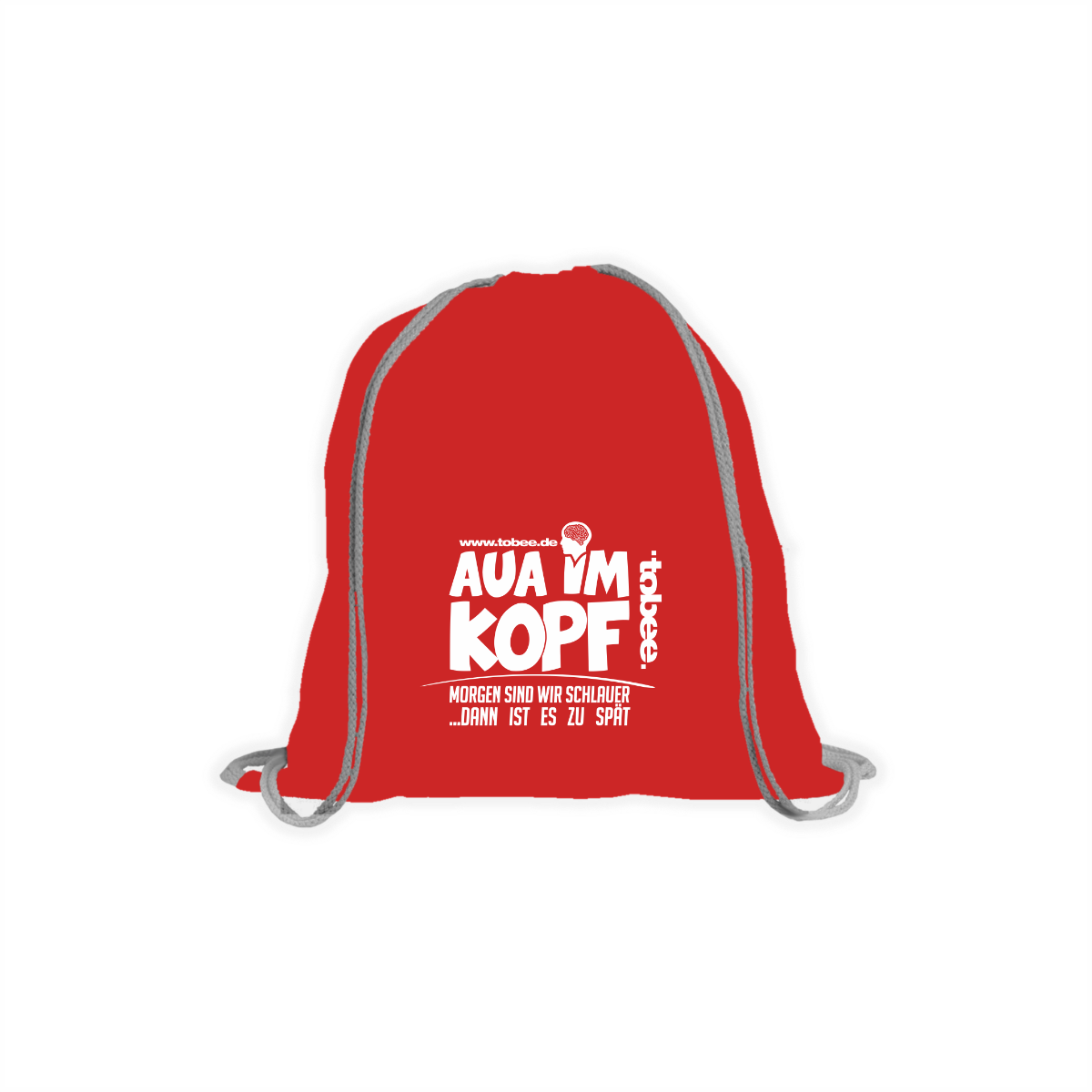 Stoffbeutel "AUA IM KOPF" rot