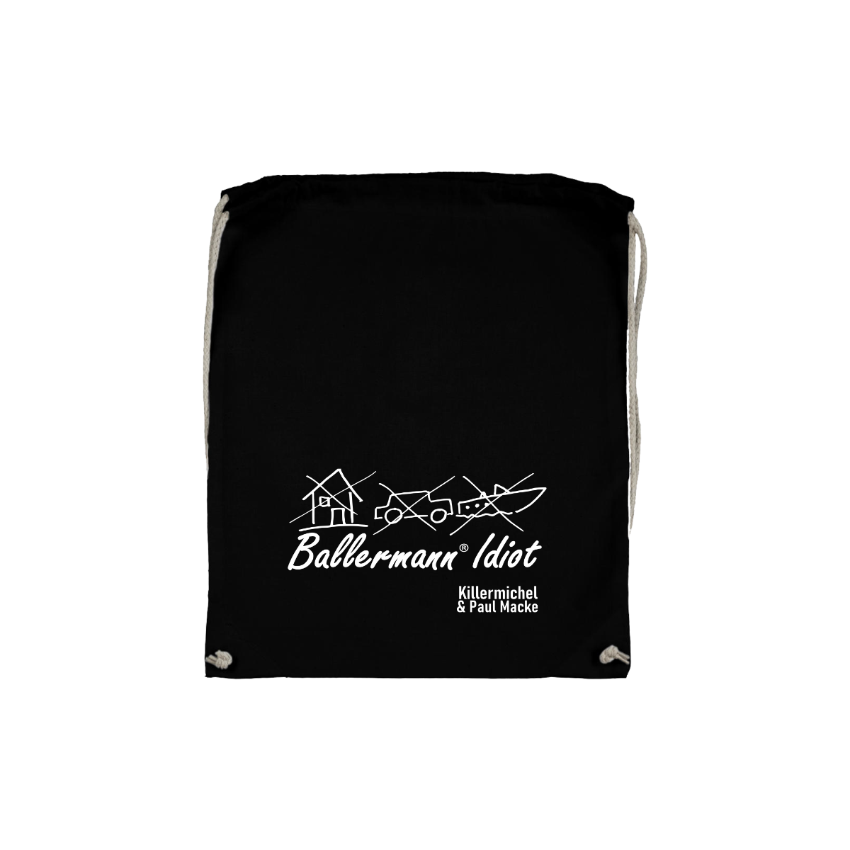 Stoffbeutel "BALLERMANN® IDIOT" schwarz