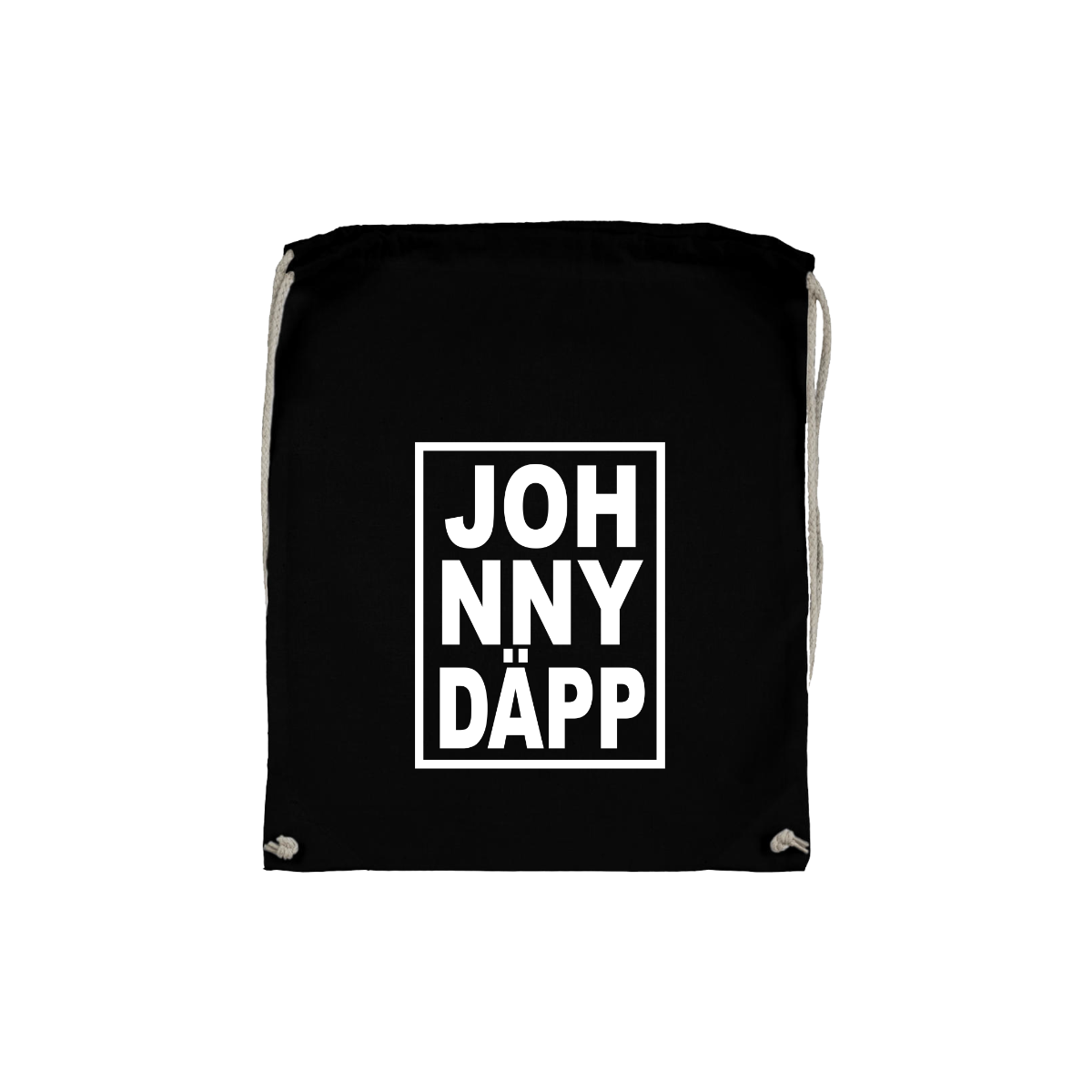 Stoffbeutel „JOH NNY DÄPP” schwarz