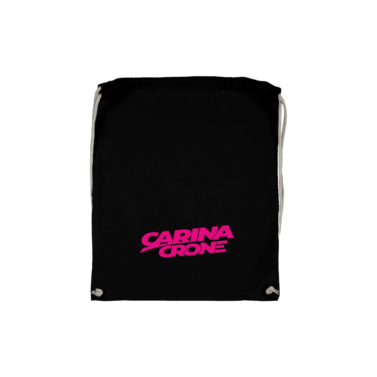 Stoffbeutel "CARINA CRONE Logo" schwarz, pinker Druck