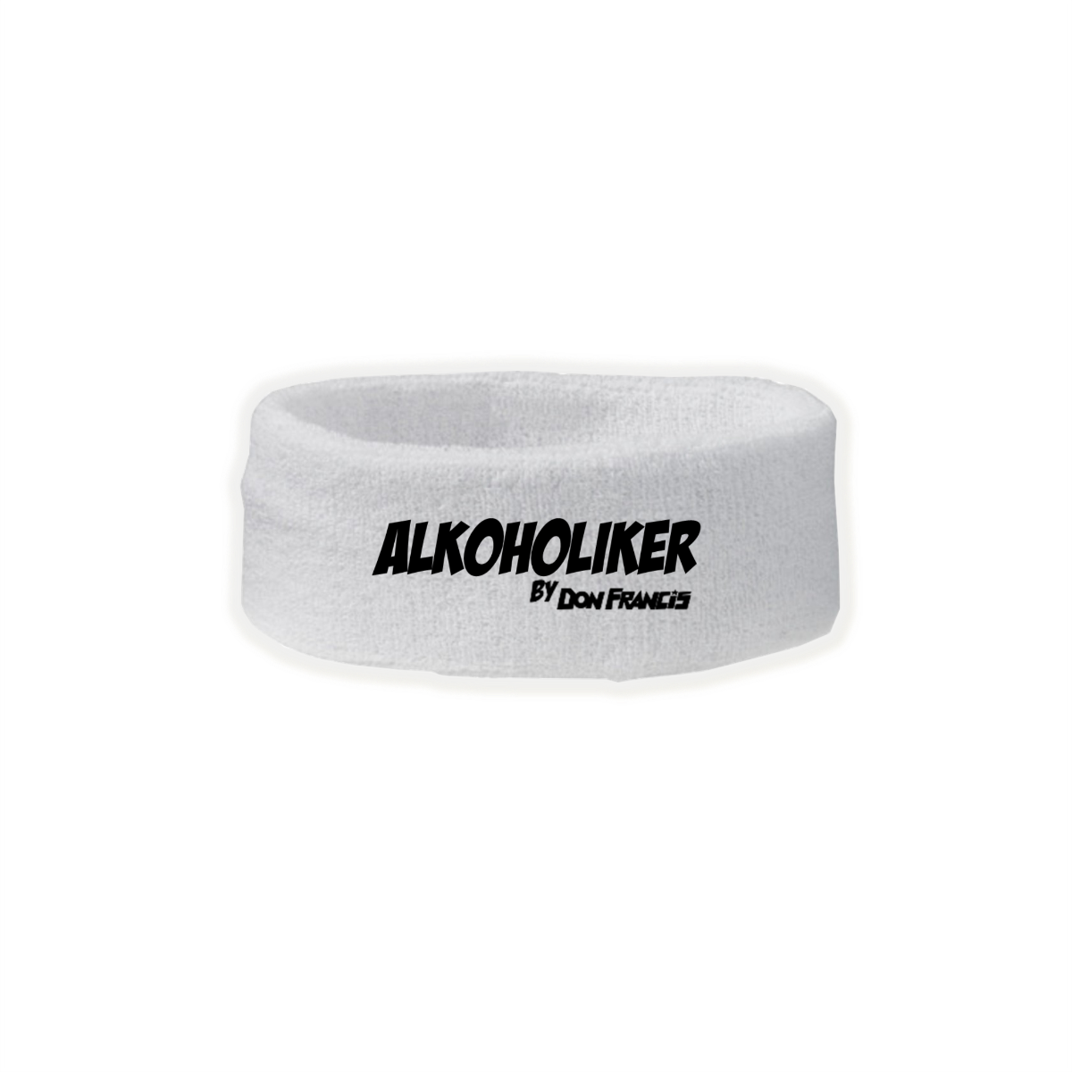 Schweiss-Stirnband "ALKOHOLIKER" weiß