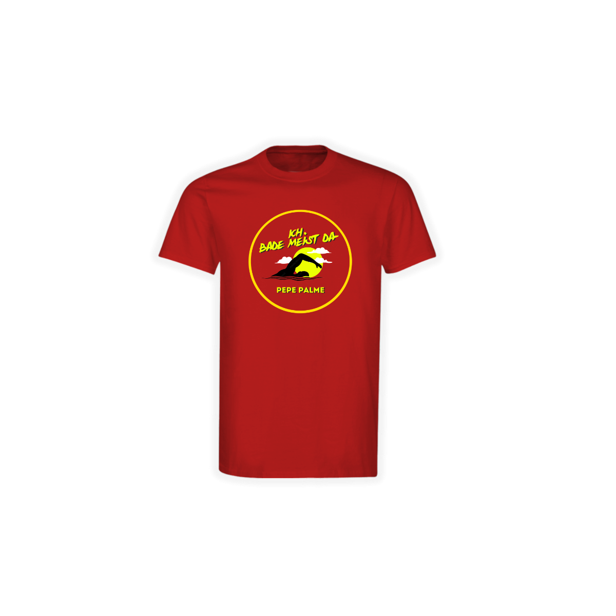 T-Shirt "ICH BADE MEIST DA" rot